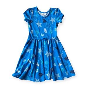 DotDotSmile Girls Blue Seashell Starfish Twirl Dress Size 3/4